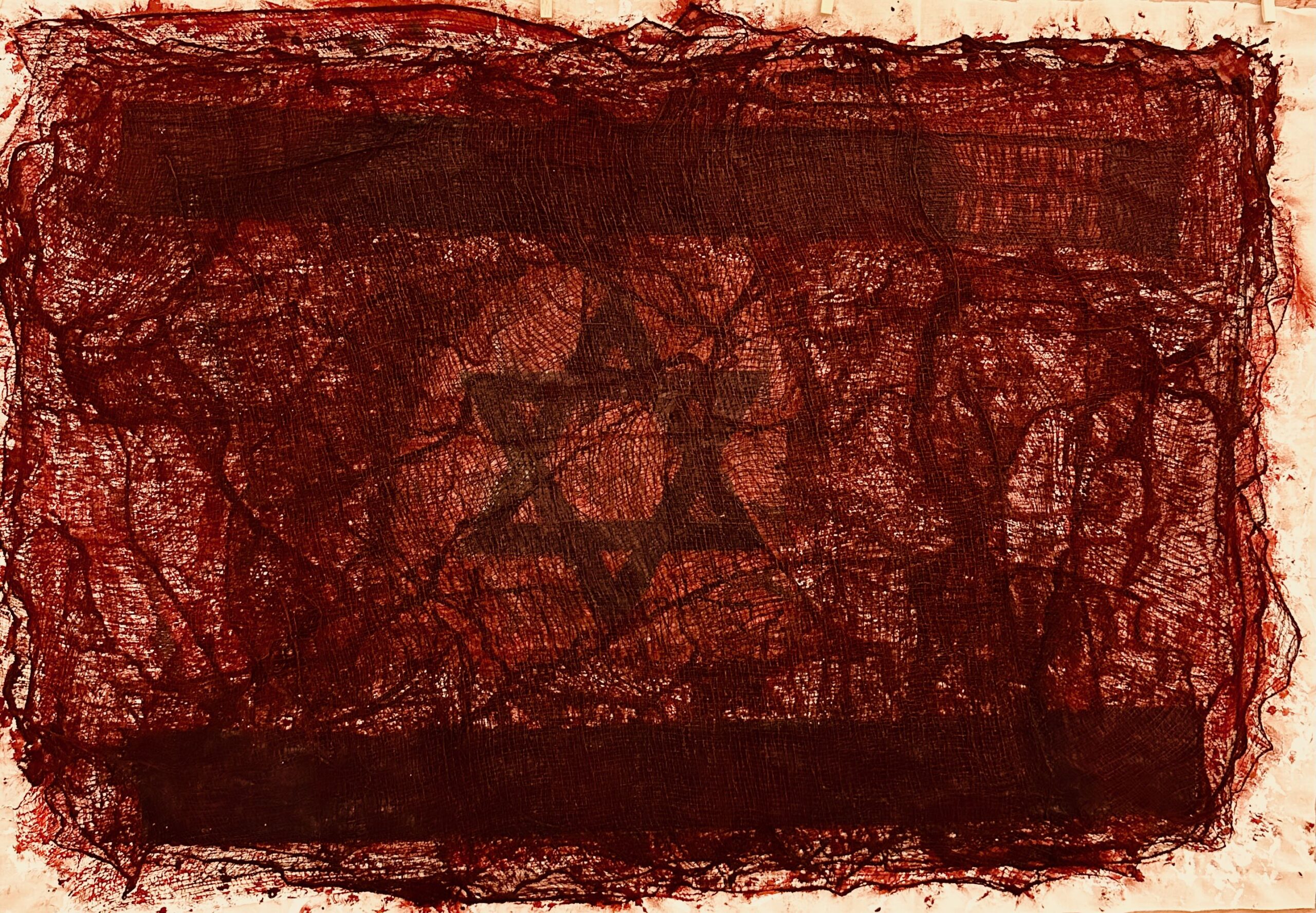 Flag dressed sanguine gauze